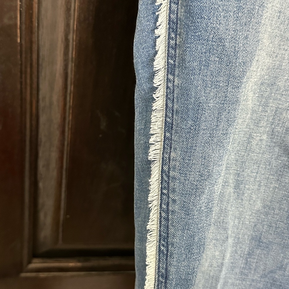 J. Jill High Rise Cropped Side Fringe Jeans Size 10 - Picture 6 of 9